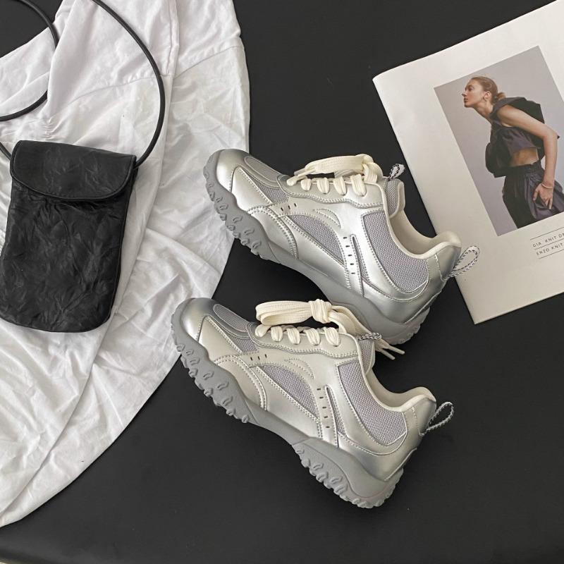 Осень новый колледж стиль маленькие женские толстоподошвенные сетчатые дышащие повседневные кроссовки женские