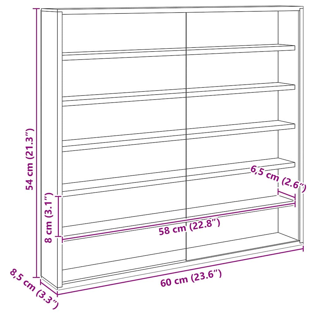 Wall Mounted Display Case with Shelf Beige 60 x 8.5 x 54 cm Plywood