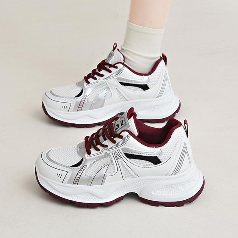 Fashion Thick Bottom Breathable Mesh Sneakers Women 2025 New Lace Up Platform Sport Shoes Woman Non Slip Ladies Fitness Vulcanize Shoes