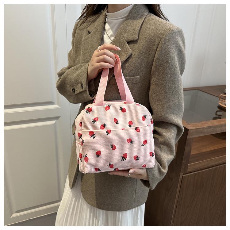 Милая вельветовая термосумка для ланча - Портативная, водонепроницаемая сумка с пакетом со льдом для студентов и офисных работников