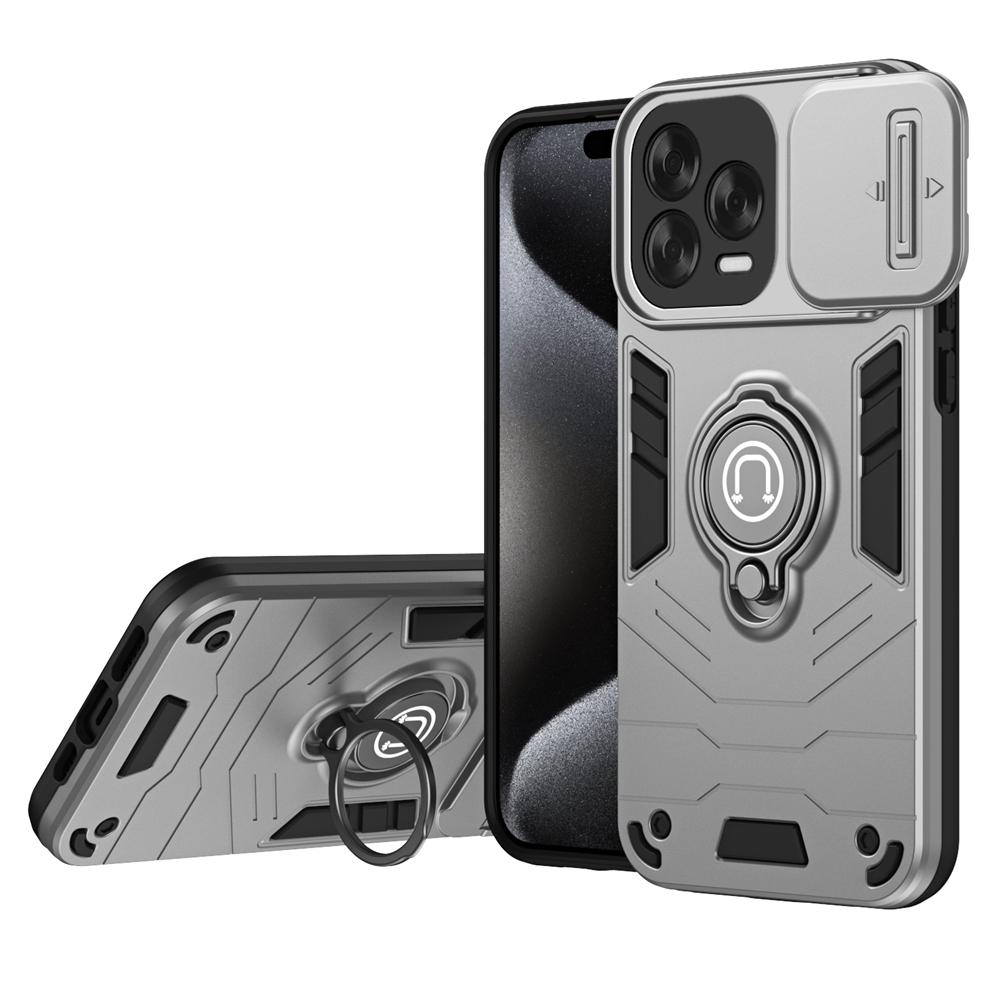 KEYSION Shockproof Case for ZTE Blade V70 Vita Silicone+PC Slide Camera Protection Ring Stand Phone Cover for Blade V70 Design
