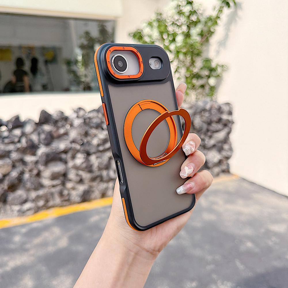 KEYSION Matte Translucent Magnetic Phone Case for MagSafe for iPhone 17 Pro Max 17 Air 360° Rotating Ring Stand Shockproof Cover