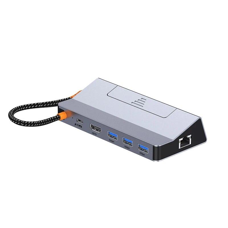 Док-станция Steam Deck Dock с вентилятором 6-в-1 HDMI 2.0 4k@60hz Gigabit Ethernet Полноскоростная зарядка USB-C USB 3.0