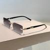 Мужские безободковые прямоугольные солнцезащитные очки Новая мода Винтажные градиентные повседневные очки Модный дизайн люксового бренда Солнцезащитные очки