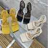 Women High Heels Mesh Sandals Pumps 2025 Summer Sexy Strappy Hollow Roman Shoes New Open Toe Sandals Size 35-43 Sandalias Mujer