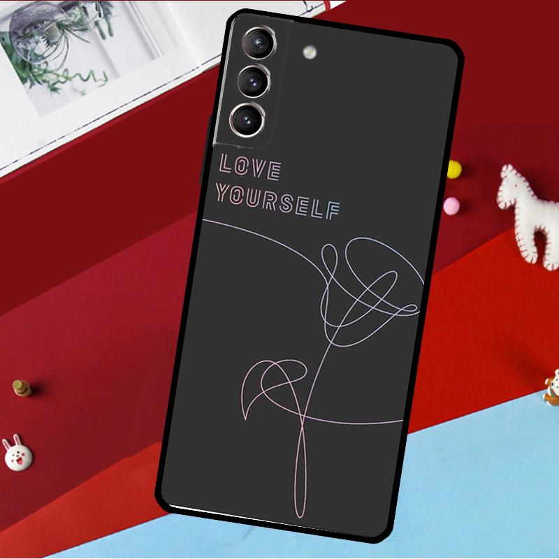 Чехол 'Люби себя' с цветком K-pop для Samsung Galaxy S20 FE S21 FE S22 S23 Ultra Note 20 S9 S10 Note 10 Plus Задняя крышка
