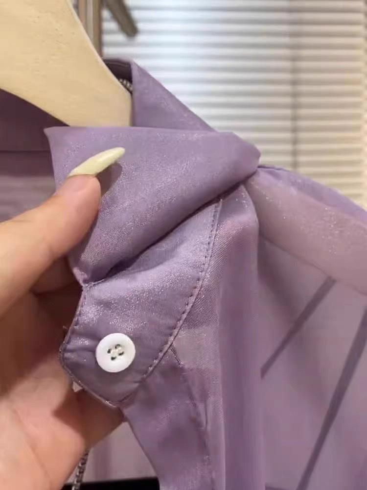 Гонконгская переливающаяся пряжа Ледяной шелк Защита от солнца Женская шифоновая рубашка - Летний кардиган 2025