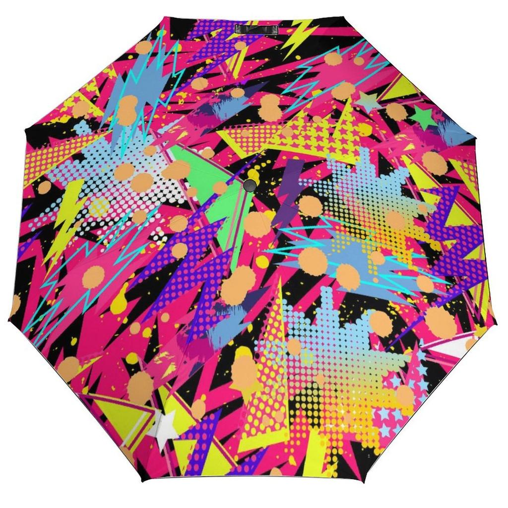 1 шт. Автоматический зонт с ветроустойчивой технологией и водоотталкивающей поверхностью для путешествий, с граффити-дизайном