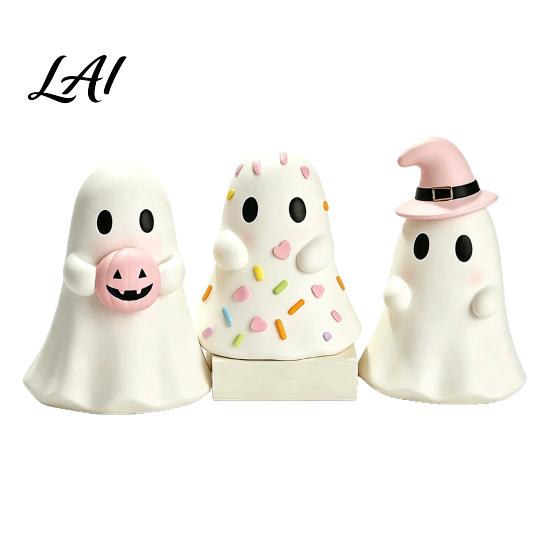 Collectible Art Figurines Halloween Ghost Figurine Resin Spooky Cute Statue Funny Creepy Fun Desk Accessories Tabletop Ornament for Home Shelf Party