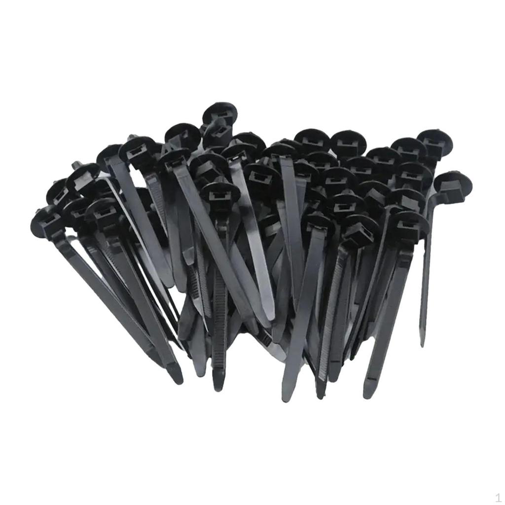 50Pcs Cable Ties Self Locking Black Accessories Bundle Straps 10cm Length Nylon Tie Wraps for Home