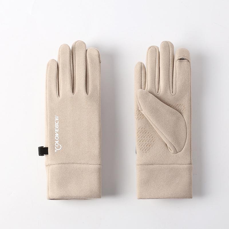 Велоперчатки осенне-зимние бархатные теплые от холода для велоспорта на открытом воздухе, лыж, непромокаемые, двухпалые, нескользящие, сенсорные