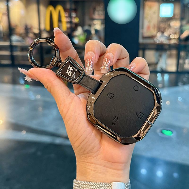 Кожаный чехол для ключа с металлическим зажимом для моделей Jetour Freedom 2024-2025