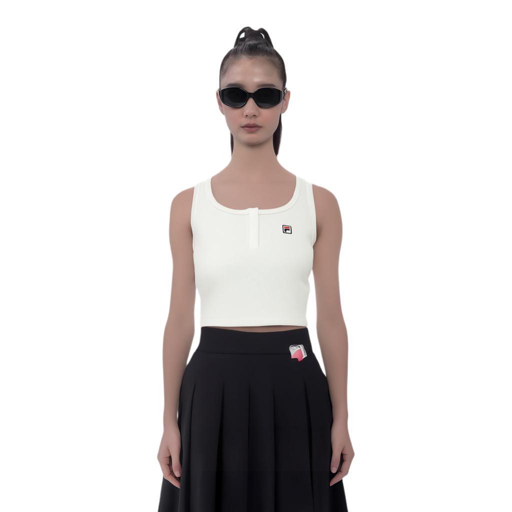 Fila Серия Archive Простой дизайн логотипа бренда Удобный Универсальный Без рукавов Приталенный жилет Женские топы Облачно-белый F11W527101F-WT