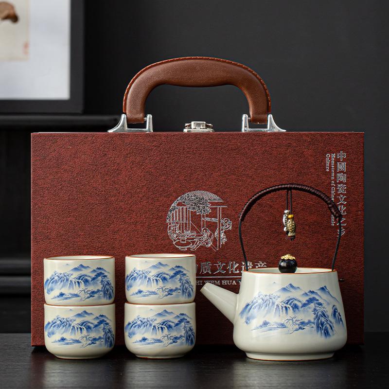 Tea set Beam pot Tea set A complete set of gift boxes with hand gifts Teapot gift high-end gift box plus