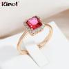Женские кольца Kinel с квадратным красным цирконом и инкрустацией из нескольких камней