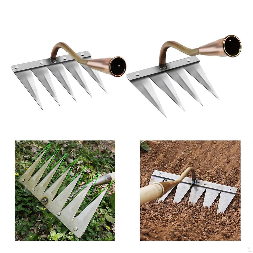 2Pcs Heavy Duty Weeding Hoe Rake Harrow Garden Lawn Leveling Loosen Soil Planting Hand Tool