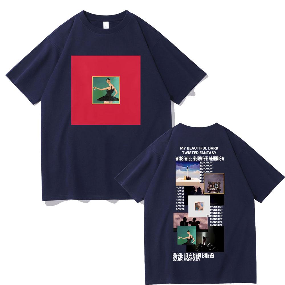 Футболка с принтом обложки альбома рэпера Канье Уэста My Beautiful Dark Twisted Fantasy, футболка Donda College Dropout, мужская хлопковая ретро футболка в стиле хип-хоп