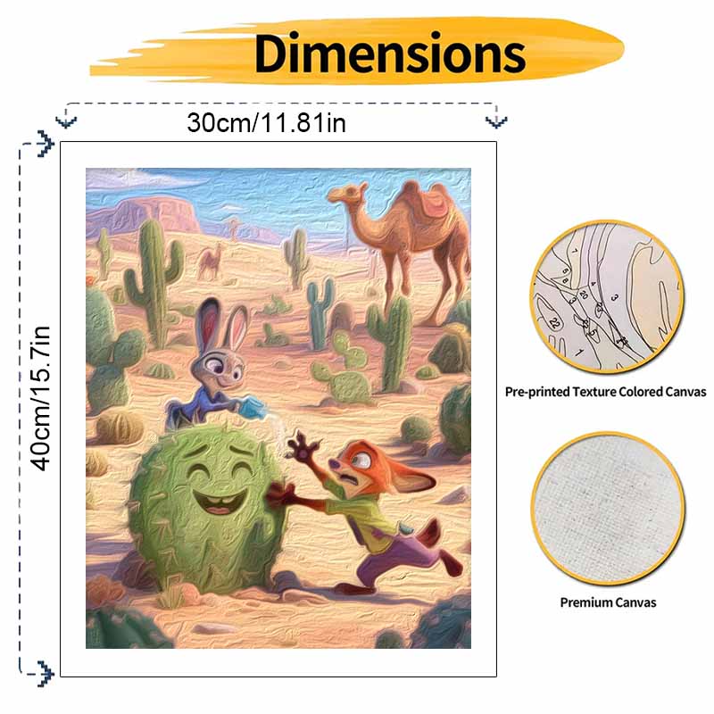 Disney Digital Oil Painting Art Kit Desert Animals Cactus Scene Handmade Coloring Painting Home Decor