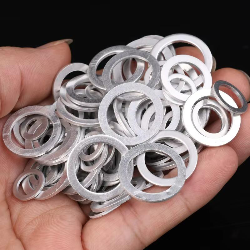 100PCS M6-M14 Car Sealing Gasket Aluminum Screw Washer Auto Engine Bottom Oil Drain Screw Sealing Gasket Accessories