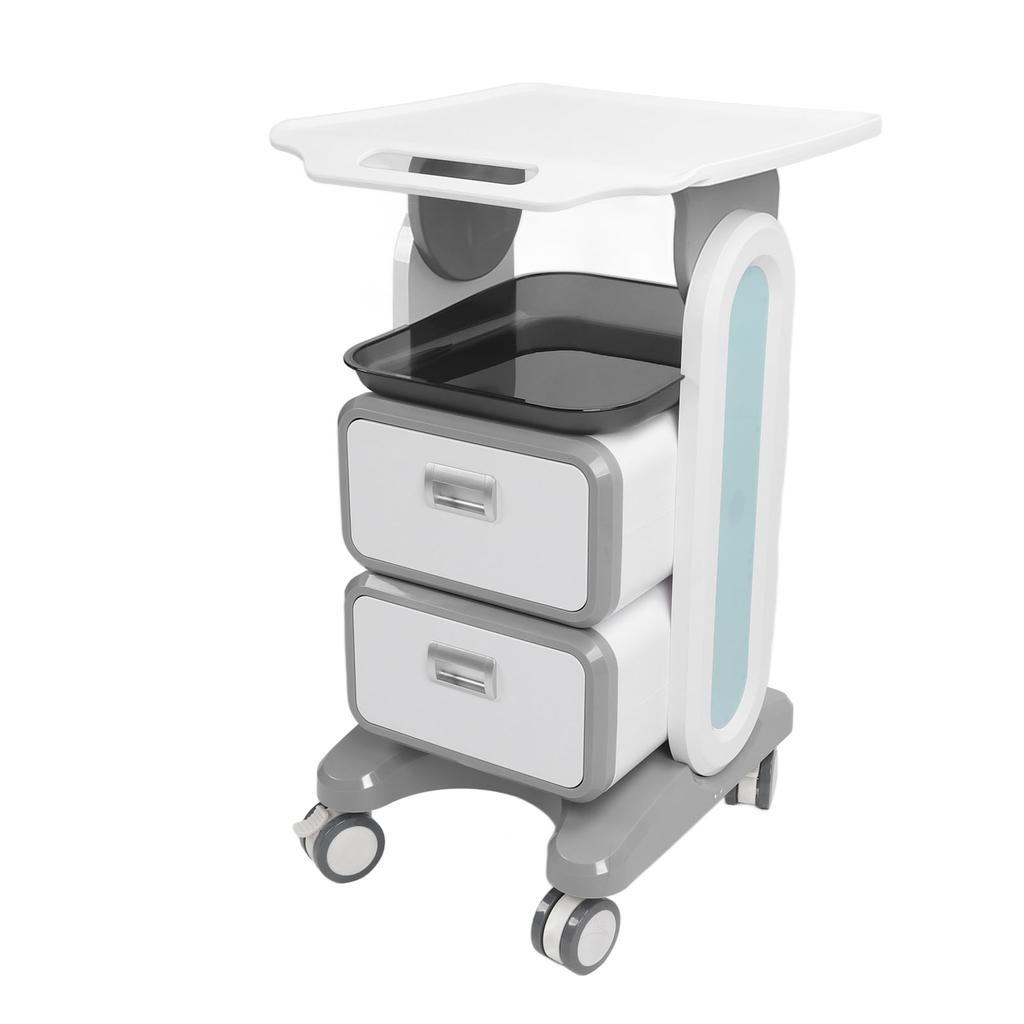 Mobile Medical Trolley Cart Enlarged Tabletop Double Drawer Multifunctional Medical Cart for Beauty Salon Clinic