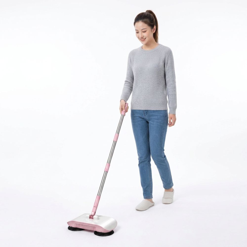 High Efficiency Hand Push Sweeper Non Electric Sweeper Mop Cleaner 2 in 1 Cleaning Machine Home