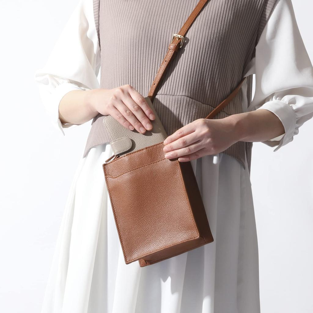 Genuine Leather Smartphone Crossbody Vertical Lightweight Mini Smartphone Shoulder Bag for MP1 [BLUE SINCERE] Pouch, Bag, Style, Women/Mila (Metallic