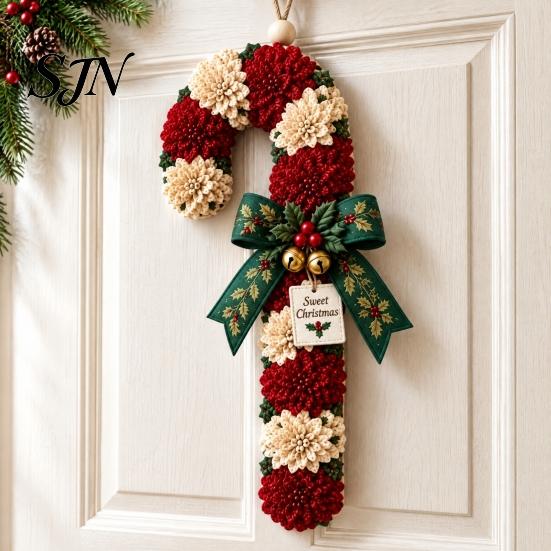 Crafting Supplies for Adults 3D Fabric Poke Wreath DIY Kit, Beginner-Friendly Christmas Holiday Making Seasonal Handmade Gift Kits Art Door