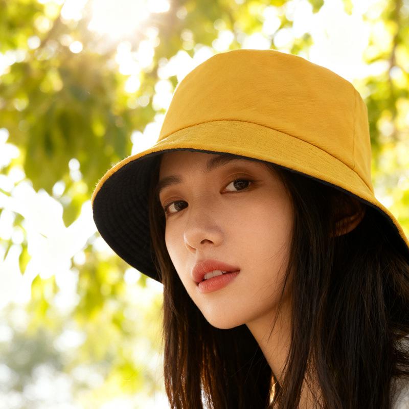 Bucket hat female sunshade face small sunscreen hat simple student travel basin hat
