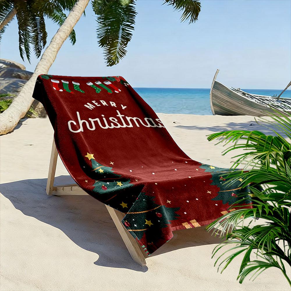Festive holiday cheer Print beach towel, quick drying, suitable for travel, outdoor sports, jogging, the beach and swimming, gift