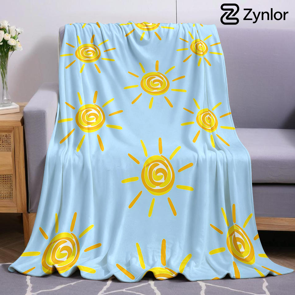 Swirl Sun Print Cartoon Anime Print Flannel Blanket Soft Warm Throw for Kids Bedroom Sofa Bed Christmas Office Car