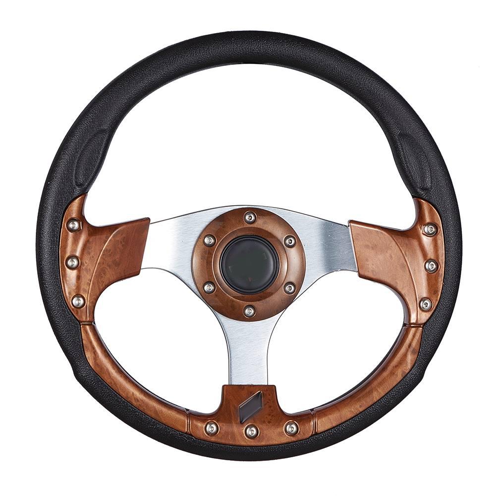 Автомобильный плоский руль WoodGrain с серебряными спицами, универсальный спортивный гоночный классический стиль