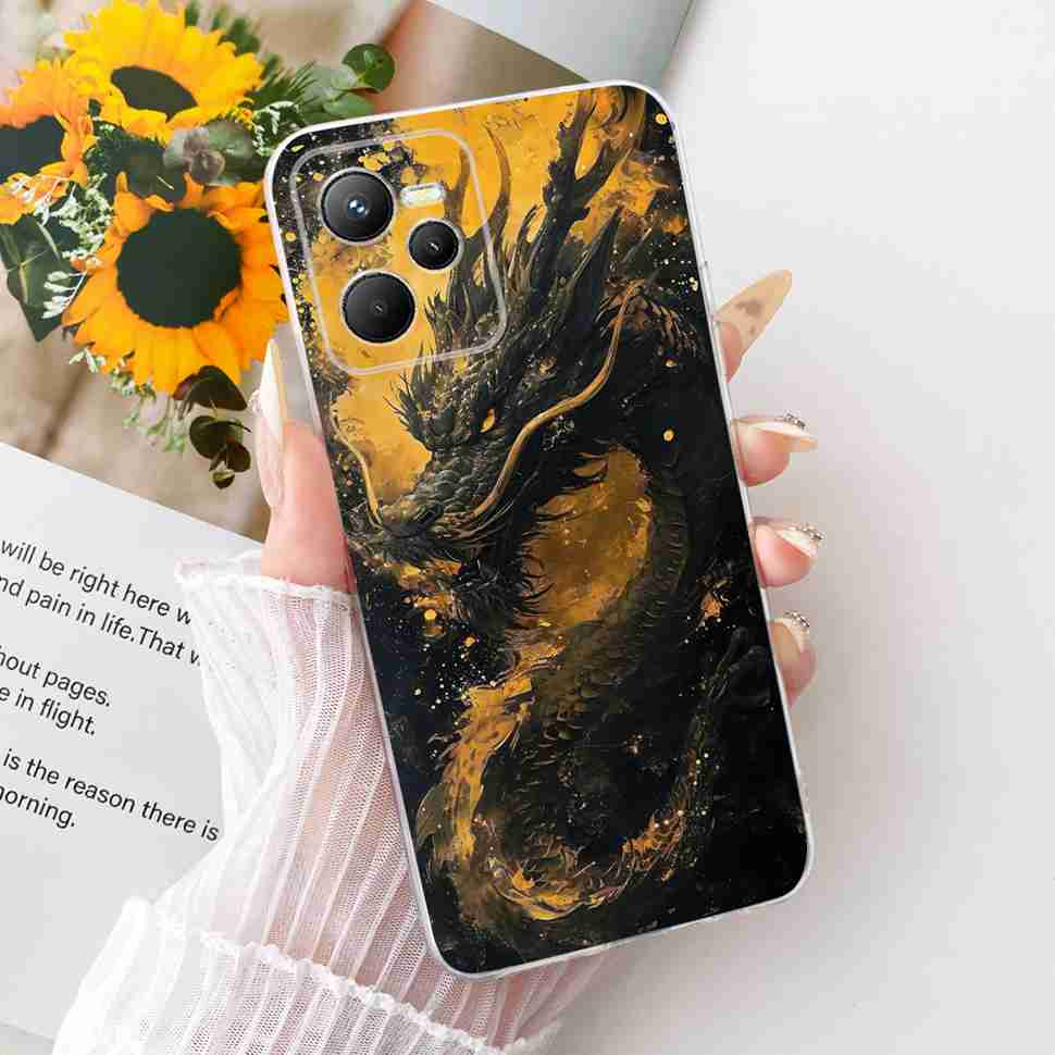 Для Realme C 35 C35 Чехол 2022 Золотой Дракон Чехол Мягкий Силикон Fundas Для Realme Narzo 50A Prime RealmeC35 Чехол для Телефона Сумки