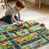 Портативный коврик Play Mat для путешествий 51" x 39" Детский ковер для игровой комнаты, класса, Образовательный город, Дороги, Моющийся, Игровой, Дорожный коврик, Нескользящий ковер