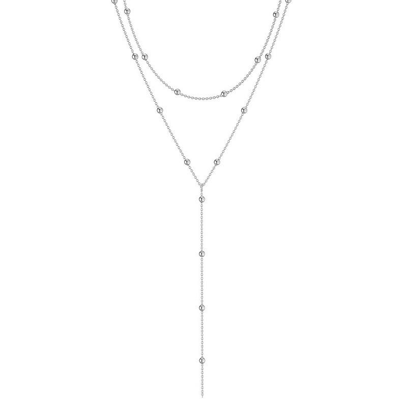 Fashion Simple Geometric Tassel Bead Collarbone Chain Necklace For Women Long Necklace Accessories Gifts Jewelry