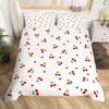 Red Cherry Printed Bedding Set Cartoon Tropical Fruit Duvet Set Three-Piece Set