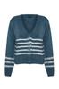 Women's Elegance Style Cardigan Black Soft Textured Striped Knitwear Cardigan