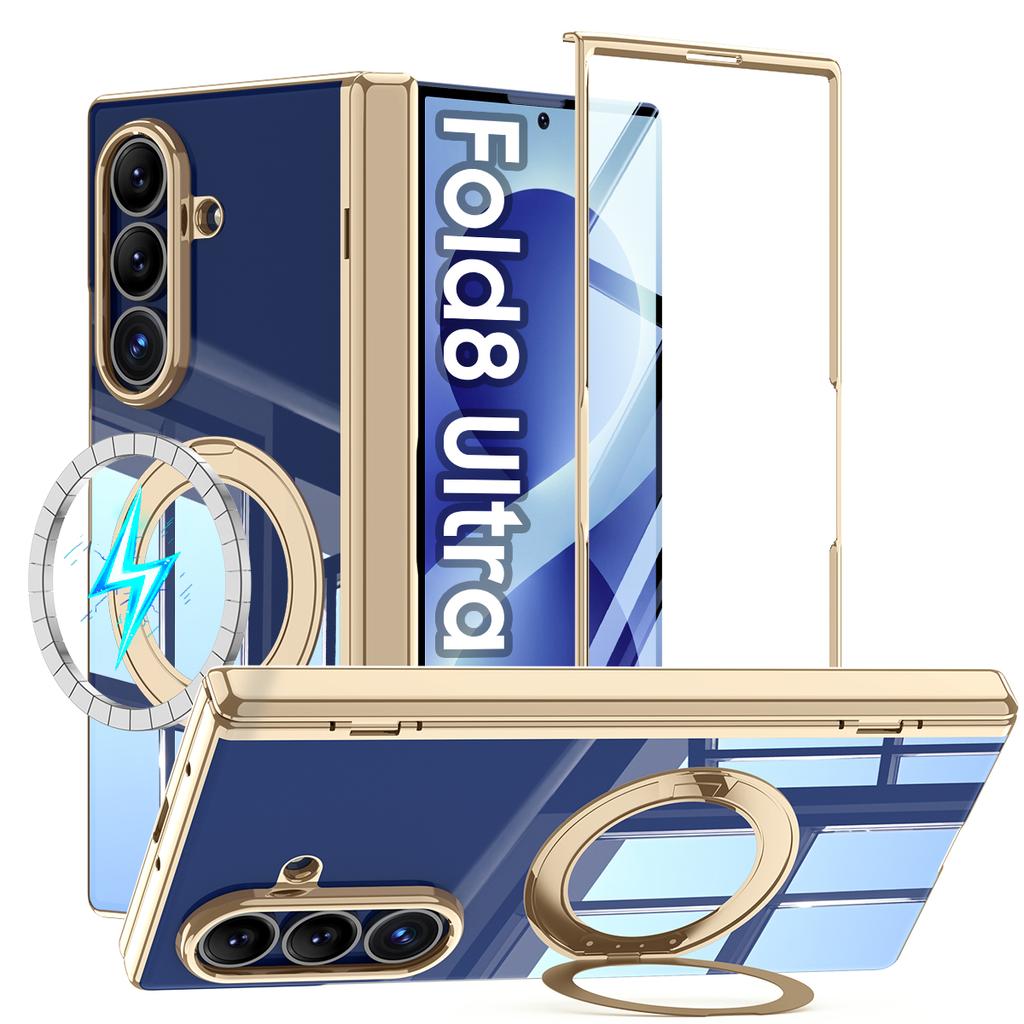 Transparent Hinge Protection Case with Magnetic Ring for Samsung Galaxy Z Fold8 Ultra-Black