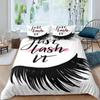 Пододеяльник с ресницами King Queen Cartoon Romantic Woman Closed Eyes Long Lases Комплект постельного белья с английскими словами Полиэстеровый пододеяльник