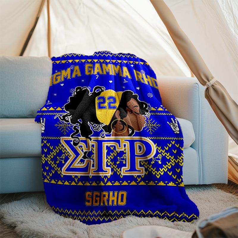 Sigma SGR Gamma Rho printed throw blanket—lightweight,soft,warm;versatile blanket for all seasons—perfect as &air-conditioning throw,nap blanket
