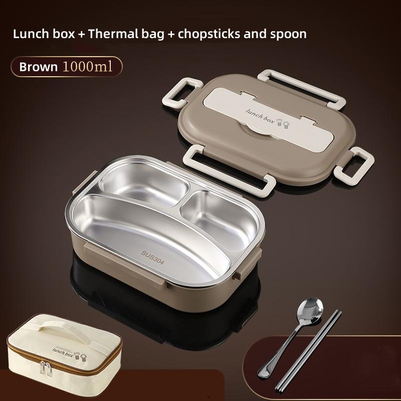 304 Stainless Steel Compartment Lunch Box Set Sealed Portable Insulated Microwae Heating Soup Bento Box for Adult Food Container