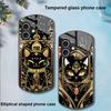 Черный Золотой Кот для Apple iPhone 16 11 13 15 14 Pro Max 12 Mini 7 8 Plus XR X XS Чехол для телефона из закаленного стекла эллиптической формы