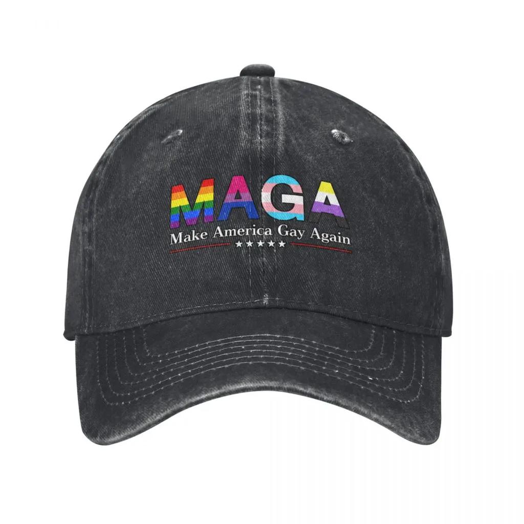 MAGA: Сделай Америку Снова Гейской w/ Черный Контур Бейсболка Винтажная походная шляпа Мужская Люксовый Бренд Женская