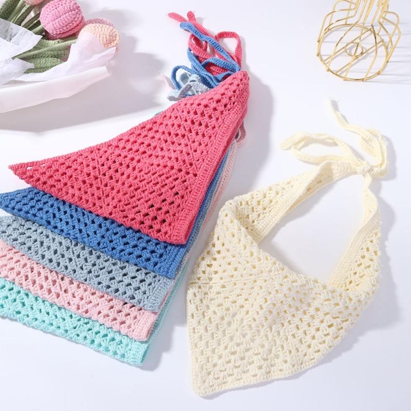 Женский платок на голову однотонный повязка на волосы обертывание головные уборы изысканная ручная вязка повязка на голову бандана повязка на волосы для отпуска