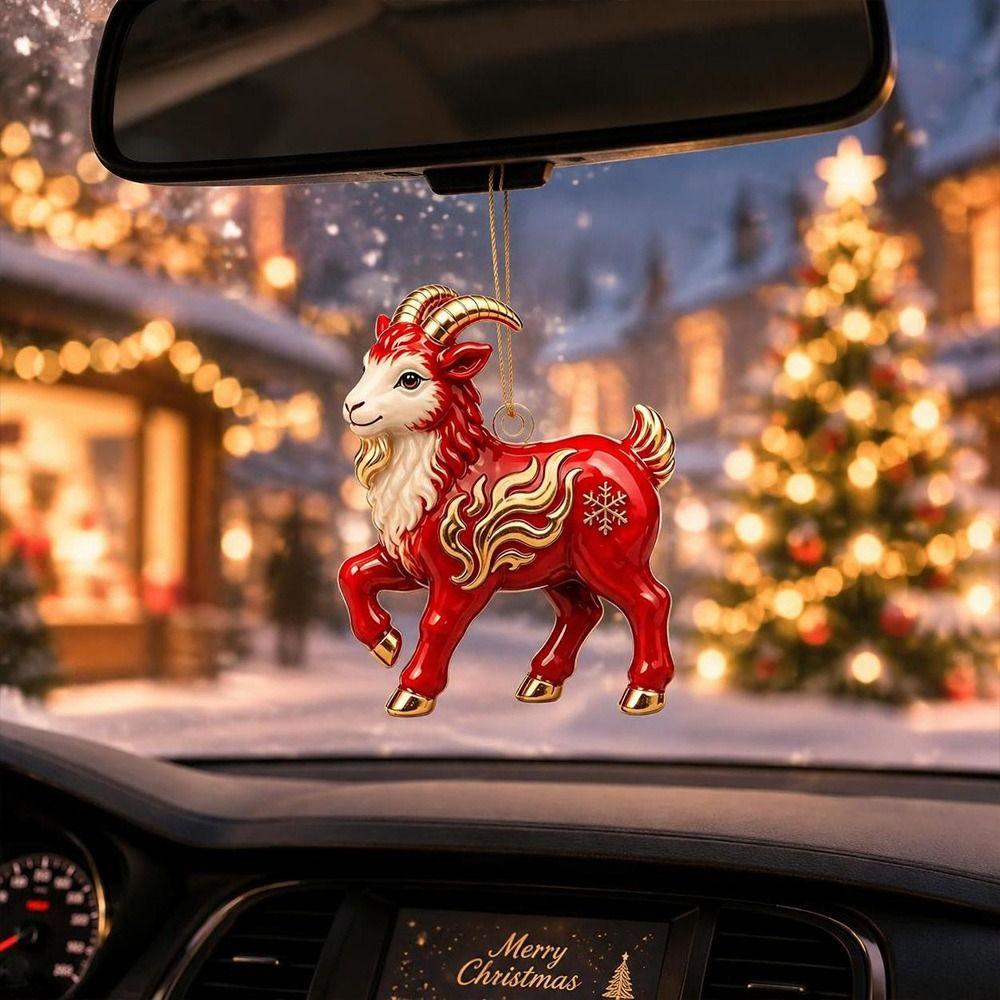 Shining Goat Pendant Acrylic Christmas Tree Ornament Gifts Animal Hanging Decoration Bag Charms