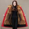Haining Fashion Temperament Women Winter Coat Faux Fur Lined Detachable Hood Thick Warm Parka Jacket for Mother Coat