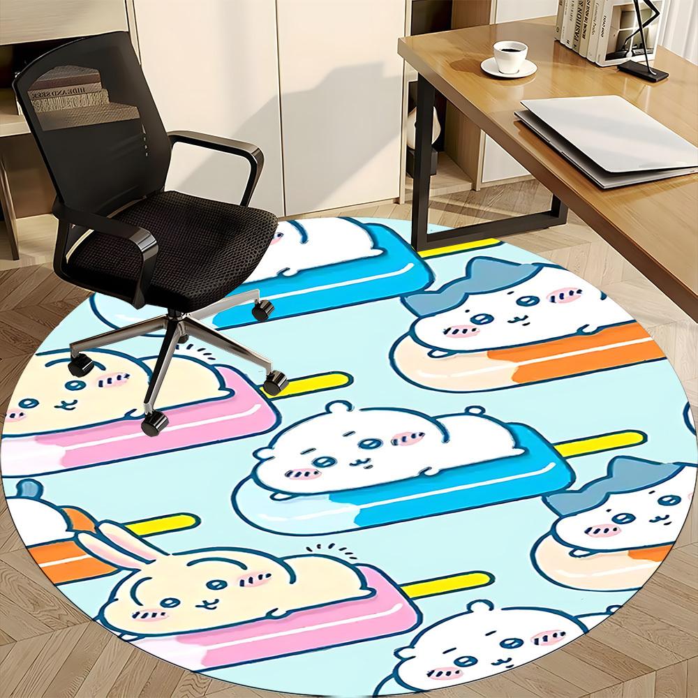1PC Chiikawa Office Round Area Rug Suitable For Office, Under Office Chairs Bedroom Living Room Home Decor, Room Deco T1224009