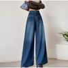 Джинсы женские весна-лето 2025 новые модные европейские стильные широкие свободные джинсовые брюки женские полной длины уличные синие джинсы