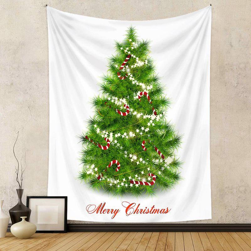 White Pine Tree Wall Tapestry Realistic Green Evergreen Conifer Minimalist Simple Nature Botanical Holiday Decor Durable