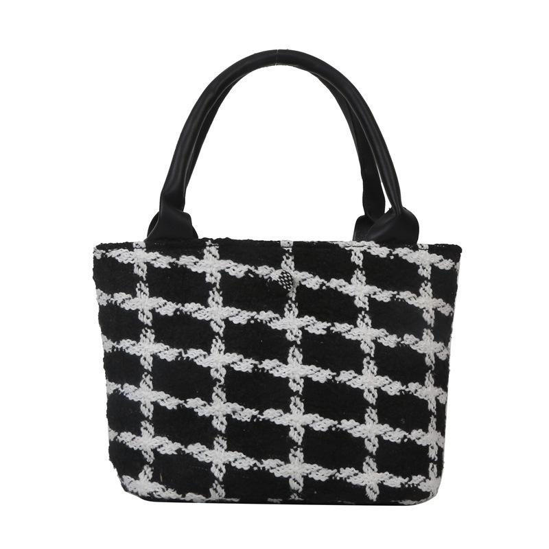 Small Bag Women's 2024 Spring New Nylon Bag Fashion Korean Version Trendy Plaid Large-capacity Shopping Bag Handbag