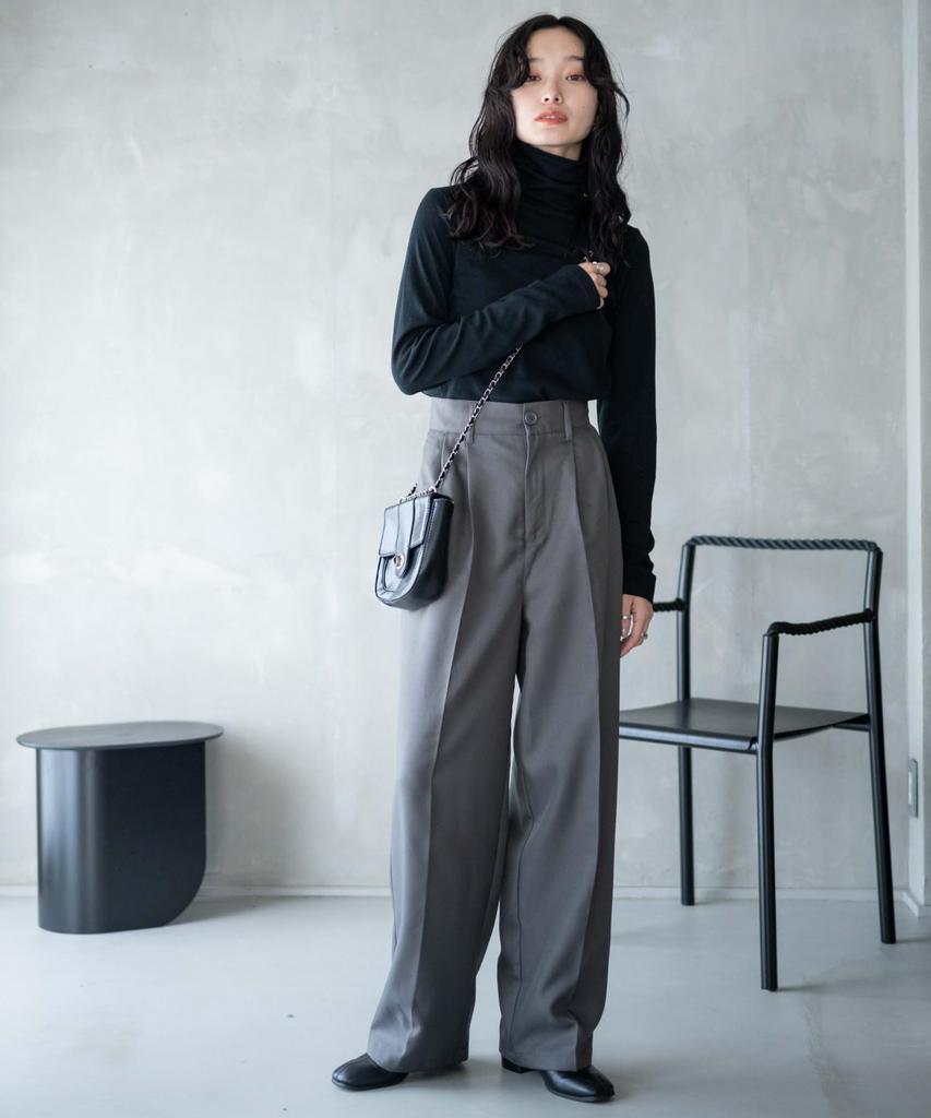 WEGO Pants with Center Korean Solid Size Gray Women's High-Waisted Wide-Leg Press, Style, Color, Casual, Spring, Summer, Autumn, Winter, S,